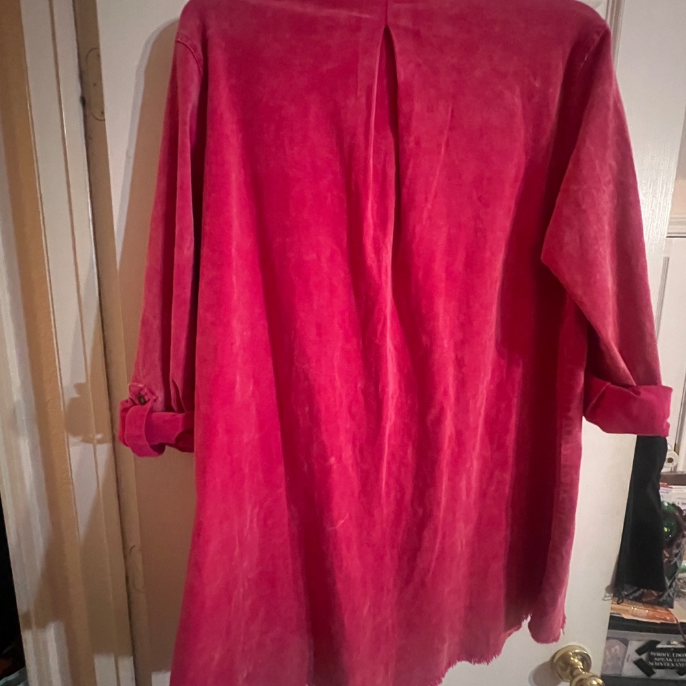 Umgee Vibrant Pink Corduroy jacket/dress! Cute over tshirt dress w/tall boots!!! - Picture 6 of 7